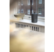 Miska a Bluetooth reproduktor na okenním parapetu