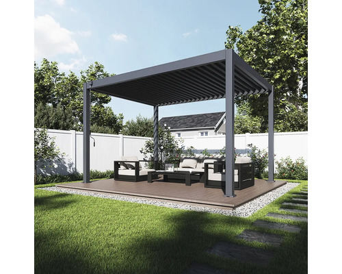 Pergola se zahradním nábytkem na terase