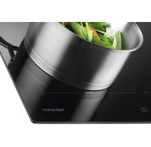 Černá varná deska Concept s hrncem a zeleninou