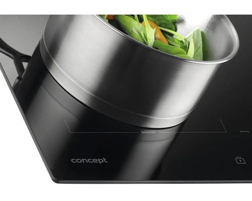Černá varná deska Concept s hrncem a zeleninou