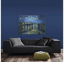 Obraz Hvězdná noc nad Rhônou nad pohovkou v obývacím pokoji