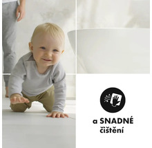 Koláž s dítětem, dospělým a symbolem pro snadné čištění