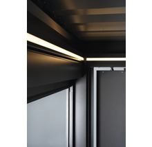 Detail terasového zastřešení s LED osvětlením a posuvnými dveřmi