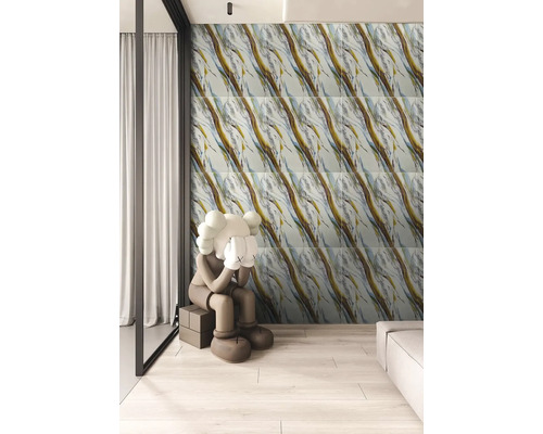 Obkladové dlaždice s mramorovým vzorem v moderním obývacím pokoji