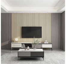 Moderní obývací pokoj s televizí, skříňkou a konferenčním stolkem