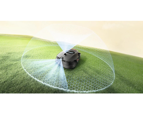 Robotická sekačka na trávníku s vizualizací senzoru