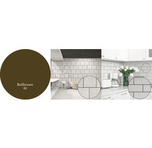 Příklady koupelnových a kuchyňských obkladů s hnědou barvou spár