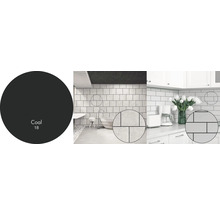 Příklady obkladů stěn v kuchyni a koupelně s barvou uhlí