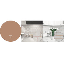 Obklady v koupelně a kuchyni zobrazené barvou Terra 55