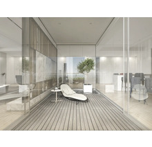 Světlý pokoj s posezením, stolem a rostlinou do obývacího pokoje