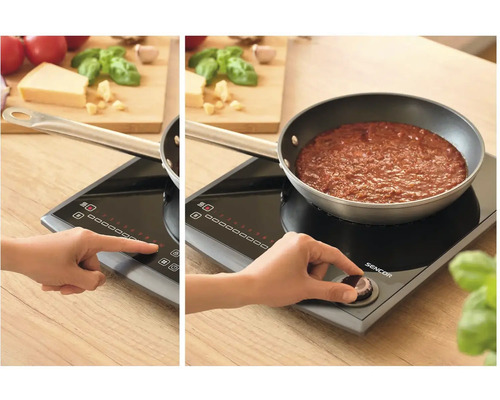 Indukční varná deska Sencor s ovládacím panelem a hrncem