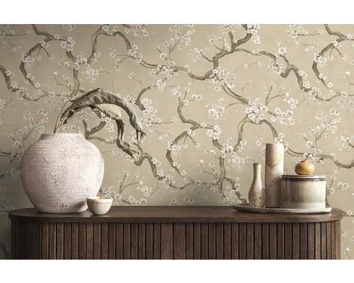 Dekorativní tapeta s květinovým vzorem a stylovým interiérem