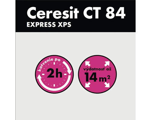 Detaily produktu Ceresit CT 84 Express XPS: Ukotvení po dvou hodinách, vydatnost až 14 metrů čtverečních