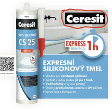 Ceresit CS 25 silikonový tmel Express, vhodný pro sanitární aplikace