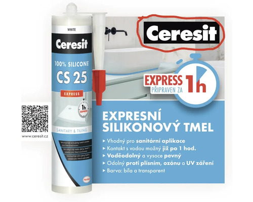 Ceresit CS 25 silikonový tmel Express, vhodný pro sanitární aplikace