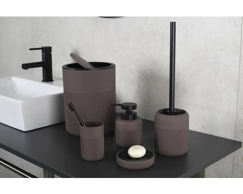 Koupelnová sada s dávkovačem mýdla, kelímkem, miskou na mýdlo, WC štětkou a odpadkovým košem