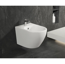 Závěsný bidet z keramiky s armaturou v koupelně