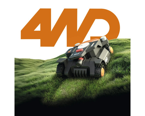 Robotická sekačka s pohonem všech kol na trávníku
