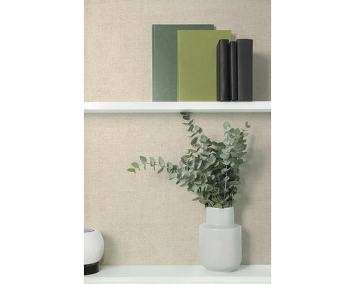 Dekorativní police s knihami a vázou s eukalyptem