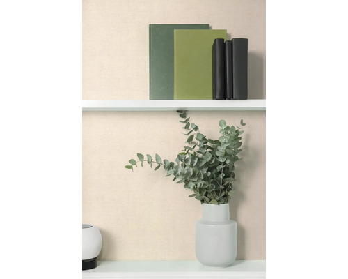 Dekorativní police s knihami a eukalyptem ve váze