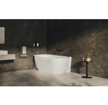 Koupelna s volně stojící vanou, umyvadlem a dekorací