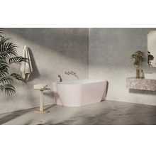 Koupelna s volně stojící vanou, umyvadlem a dekorací