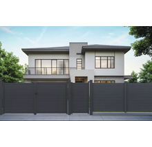 Moderní dům se šedým hliníkovým oplocením pro venkovní použití