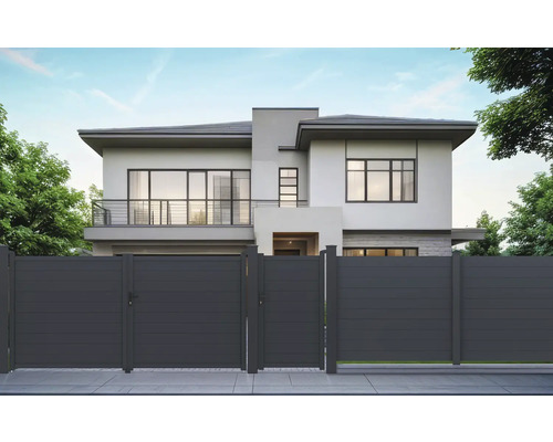 Moderní dům se šedým hliníkovým oplocením pro venkovní použití