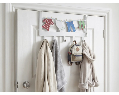 Věšák na dveře s háčky na oblečení pro uložení bund, ručníků a batohů