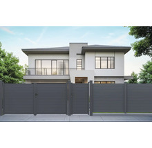 Moderní dům se šedým hliníkovým oplocením pro zahradu