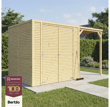 Zahradní domek s verandou a koštětem