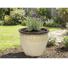 Keramický květináč s levandulí na zahradě