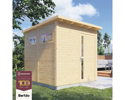 Dřevěný zahradní domek s oknem a dveřmi