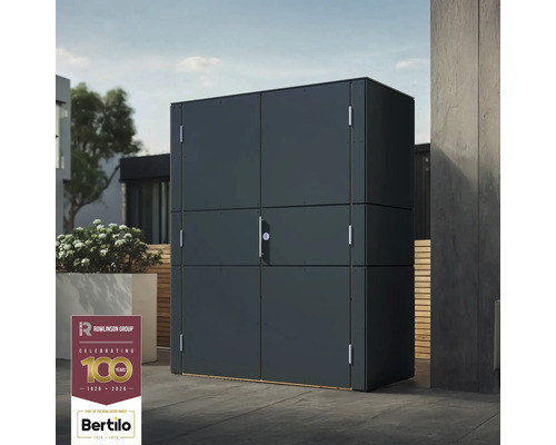 Prostorná zahradní skříň pro uložení zahradního nářadí a nástrojů venku.