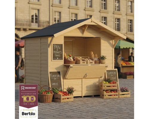 Tržní stánek Kiosko 2 neošetřeno Dřevěný tržní stánek s chlebem a zeleninou