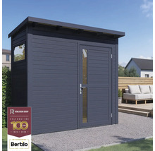 Zahradní domek s oknem a dveřmi se skleněnou výplní