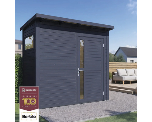 Zahradní domek Bertilo Pentus 1 včetně podlahy 234x115 cm antracit Zahradní domek s oknem a dveřmi se skleněnou výplní
