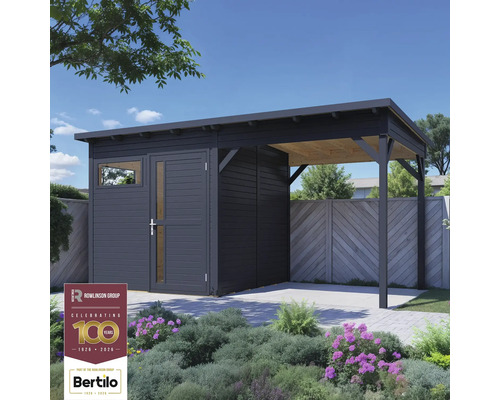 Zahradní domek s dřevěným přístřeškem