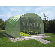 Skleník s rostlinami na zahradě