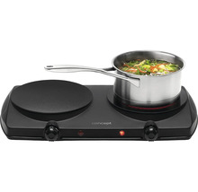 Dvojitá varná deska s hrncem na jedné plotně