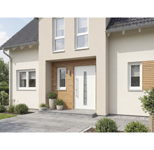 Fasáda domu s vchodovými dveřmi a okny