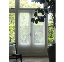 Dvojité dveře s dekorativní fólií a denním světlem v obývacím pokoji.