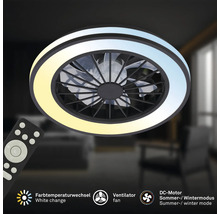 Kulaté stropní LED svítidlo s ventilátorem, dálkovým ovládáním, nastavitelnou teplotou barev a letním i zimním režimem.