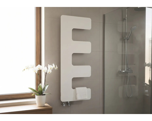 Designové topné těleso Rotheigner 870 x 360 x 62-90 mm připojení 1/2" dole na jedné straně