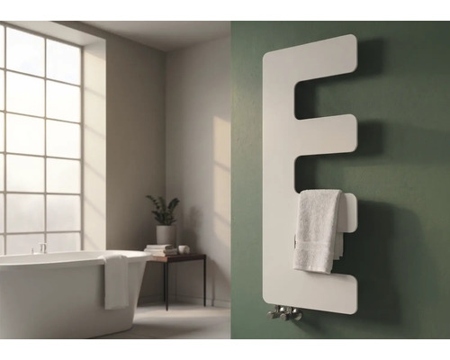 Designové topné těleso Rotheigner 870 x 360 x 62-90 mm připojení 1/2" dole na jedné straně