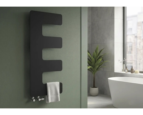 Designové topné těleso Rotheigner 870 x 360 x 62-90 mm připojení 1/2" dole na jedné straně