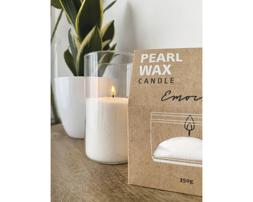Vonná sypaná svíčka Emocio 350 g Cashmere + 10 ks knotů bílá