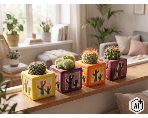 Kaktus mix FloraSelf Cactus květináč Ø 5,5 cm 1 ks, různé druhy (Image AI modified or generated)