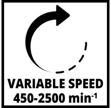 Symbol pro variabilní otáčky od 450 do 2500 otáček za minutu