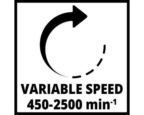 Symbol pro variabilní otáčky od 450 do 2500 otáček za minutu